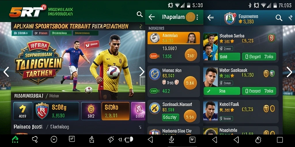 Tampilan atraktif dari aplikasi 5RT saat melakukan taruhan olahraga.