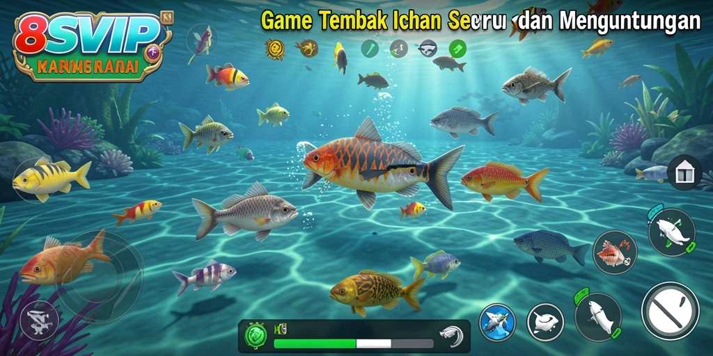 Tampilan gameplay 8SVIP menembak ikan dengan seru dan menarik.