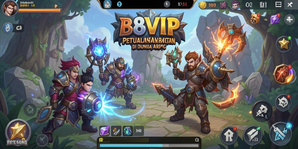 Screenshot B8VIP menampilkan aksi pertempuran seru dalam dunia ARPG.