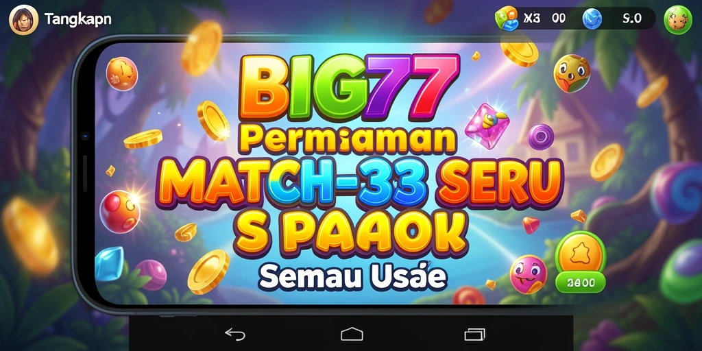 Tampilan gameplay Match-3 yang seru dan penuh warna dari BIG77.