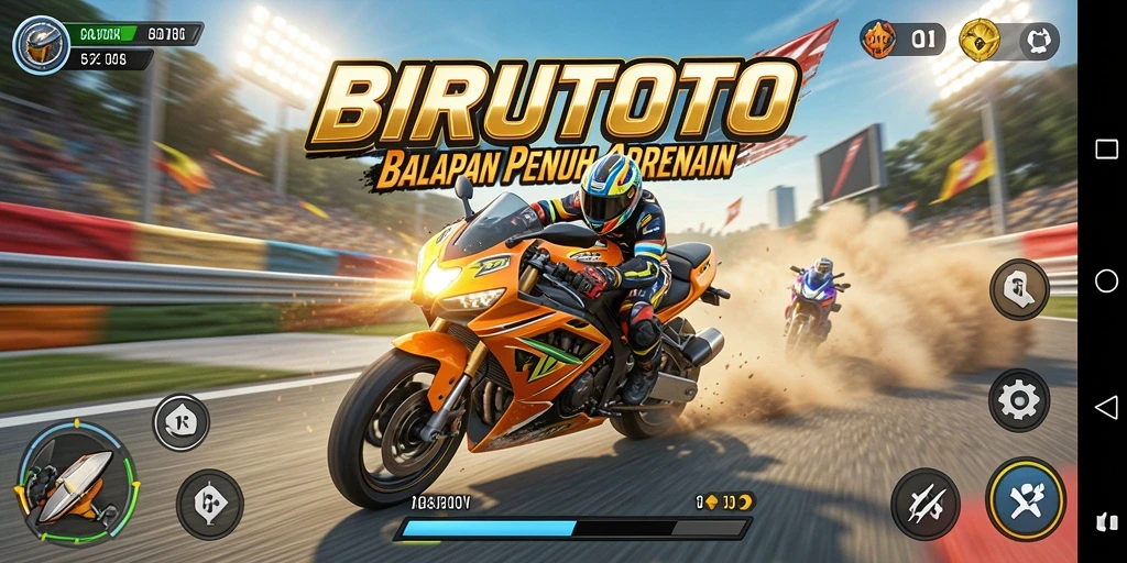 Gameplay seru balapan motor di BIRUTOTO.