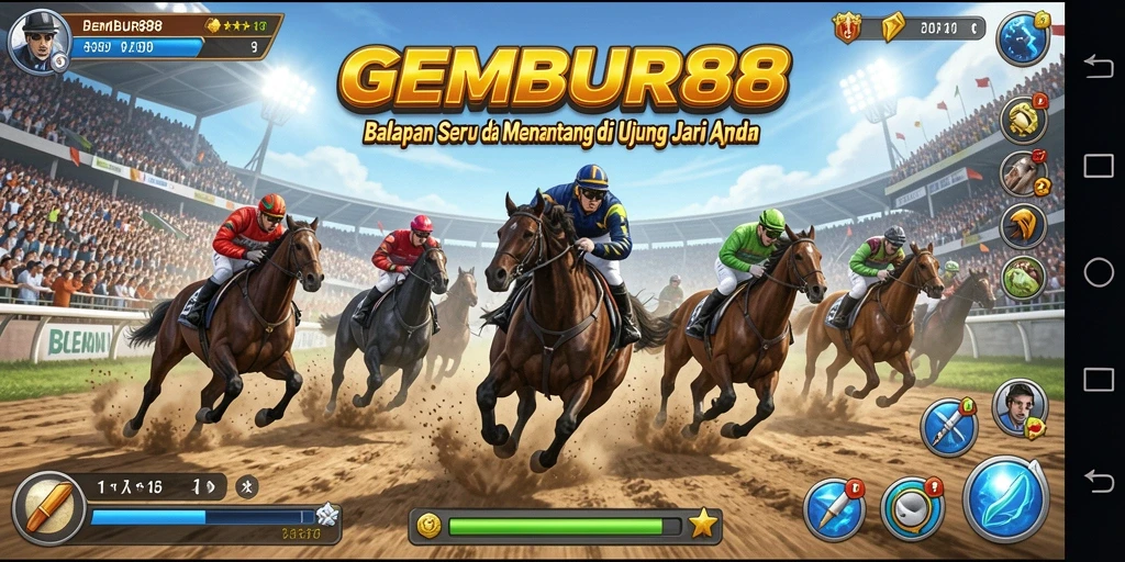 Screenshot gameplay GEMBUR88 menampilkan aksi balapan yang mendebarkan.