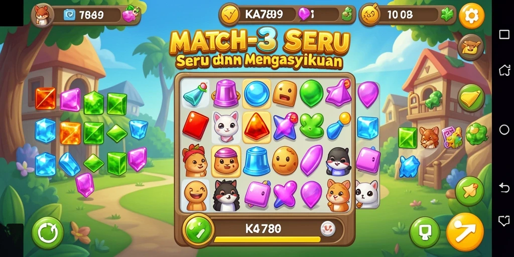 Gameplay KA789 yang seru dengan tantangan Match-3.
