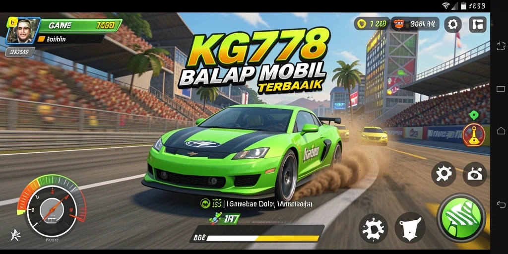 Screenshot menampilkan aksi balap intens di KG778.