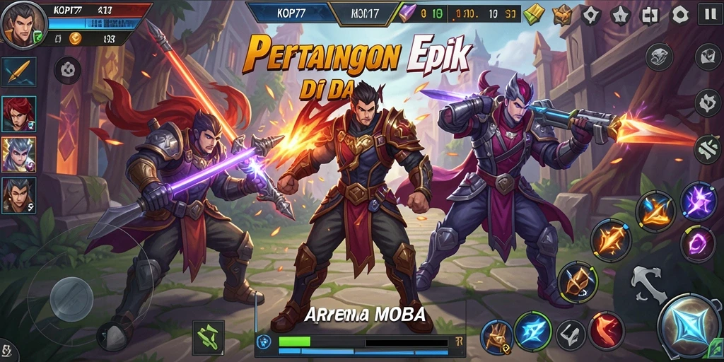 Tangkapan layar KOPI77 menampilkan aksi seru dalam pertarungan MOBA.