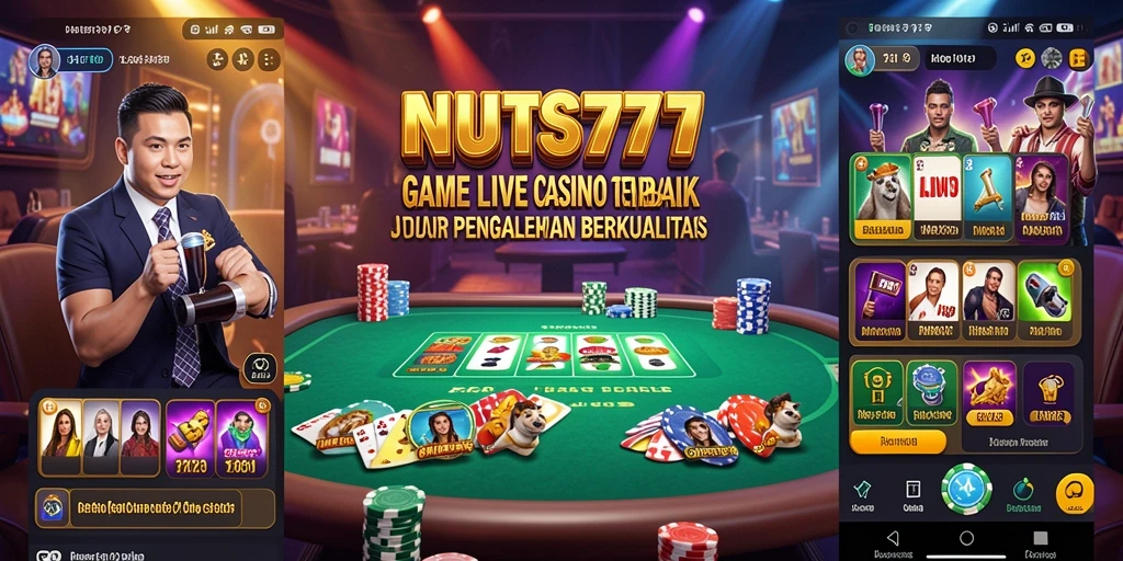 Screenshot gameplay NUTS777 dengan dealer langsung di Live Casino.