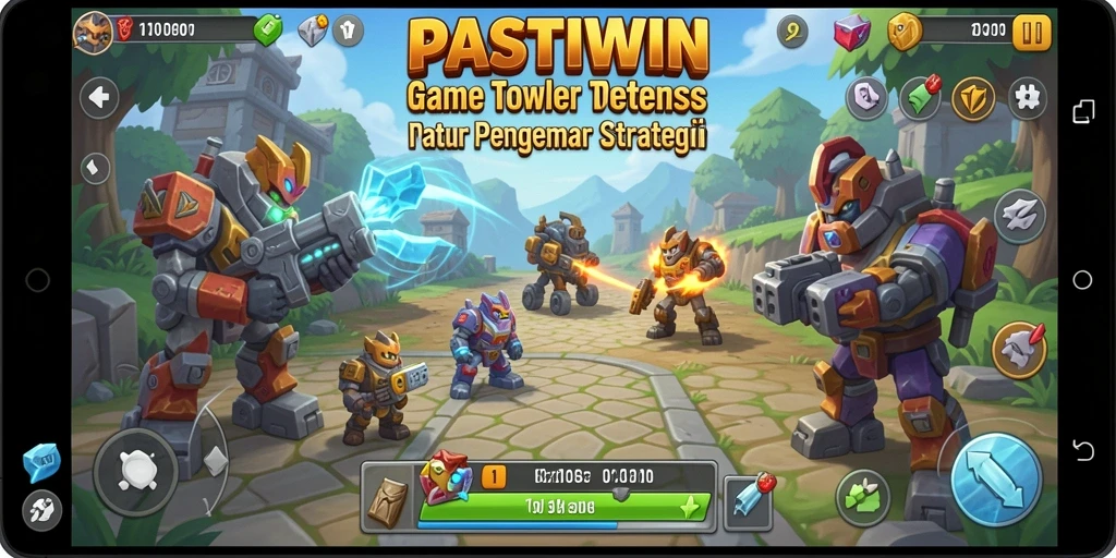 Tampilan gameplay PASTIWIN yang menegangkan dalam Tower Defense.