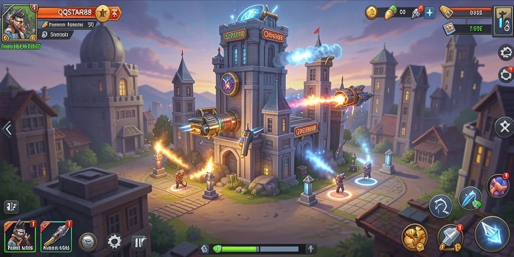 Screenshot gameplay menampilkan serunya pertahanan menara dalam QQSTAR88.