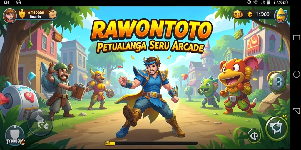 Tangkapan layar menampilkan aksi seru dalam gameplay Arcade RAWONTOTO.